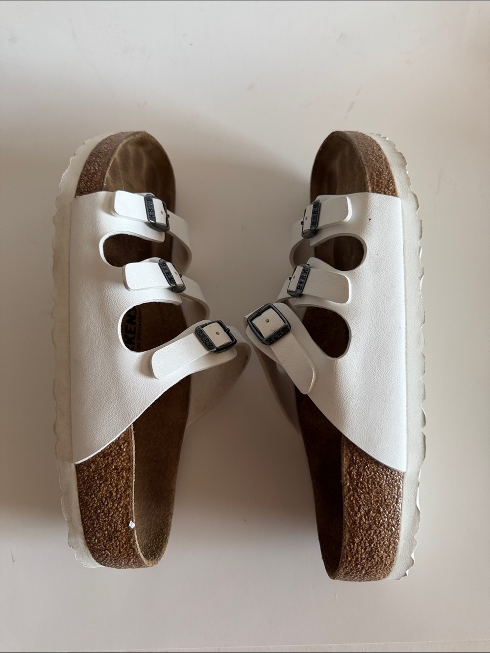 Birkenstock Florida Birko-Flor White Three Straps Slide Sandals size 7 L - Picture 7 of 8
